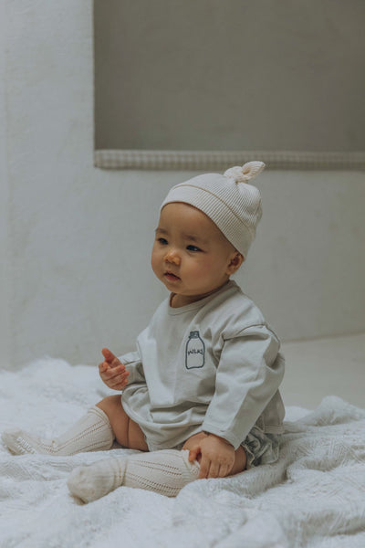 Baby Milk Bottle Embroidery Long Sleeve Top (3-18m) - 2 Colors