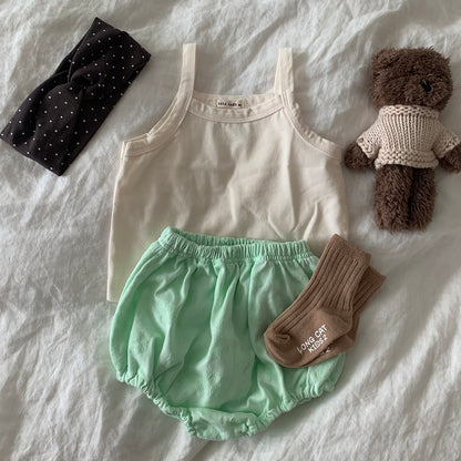 Baby Land SS26 Floral Jacquard Terry Bloomer  (4m-18m) - Light Green