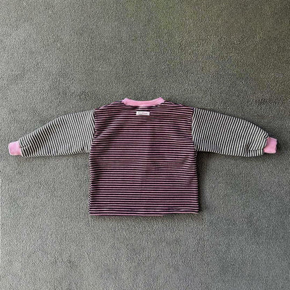 Toddler W26 Stripe Long Sleeve Top (2-6y) - Charcoal