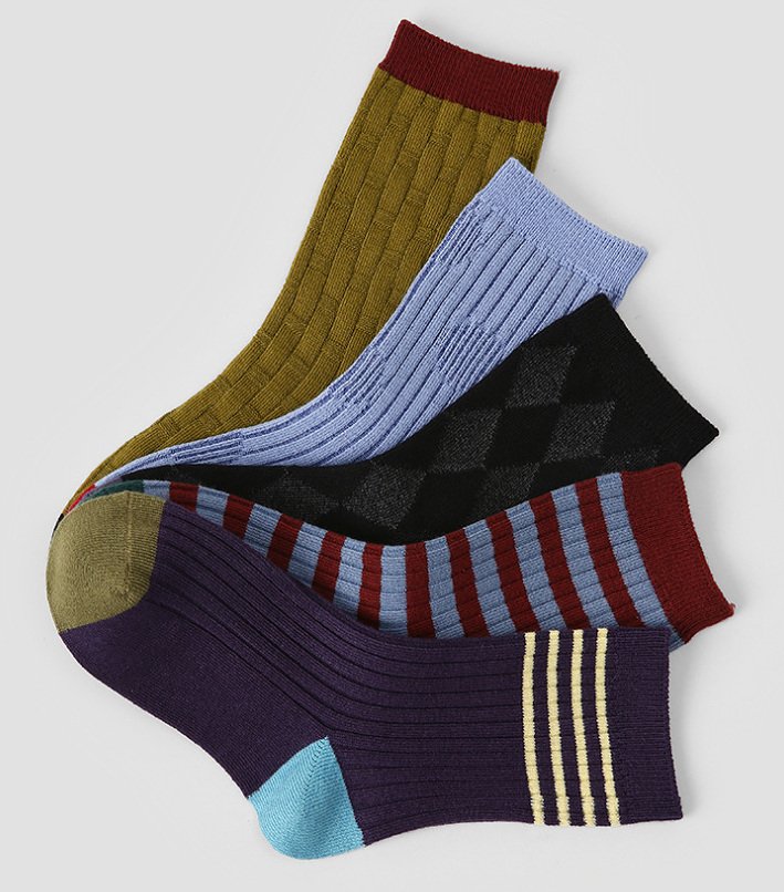 Toddler Jacquard 5PK Socks Set (1-8y) - Sky Blue
