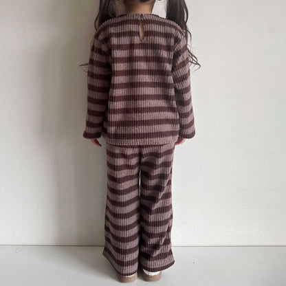 Toddler Stripe Ribbed Top and Flare Pants Set  (1-6y) - 2 Colors