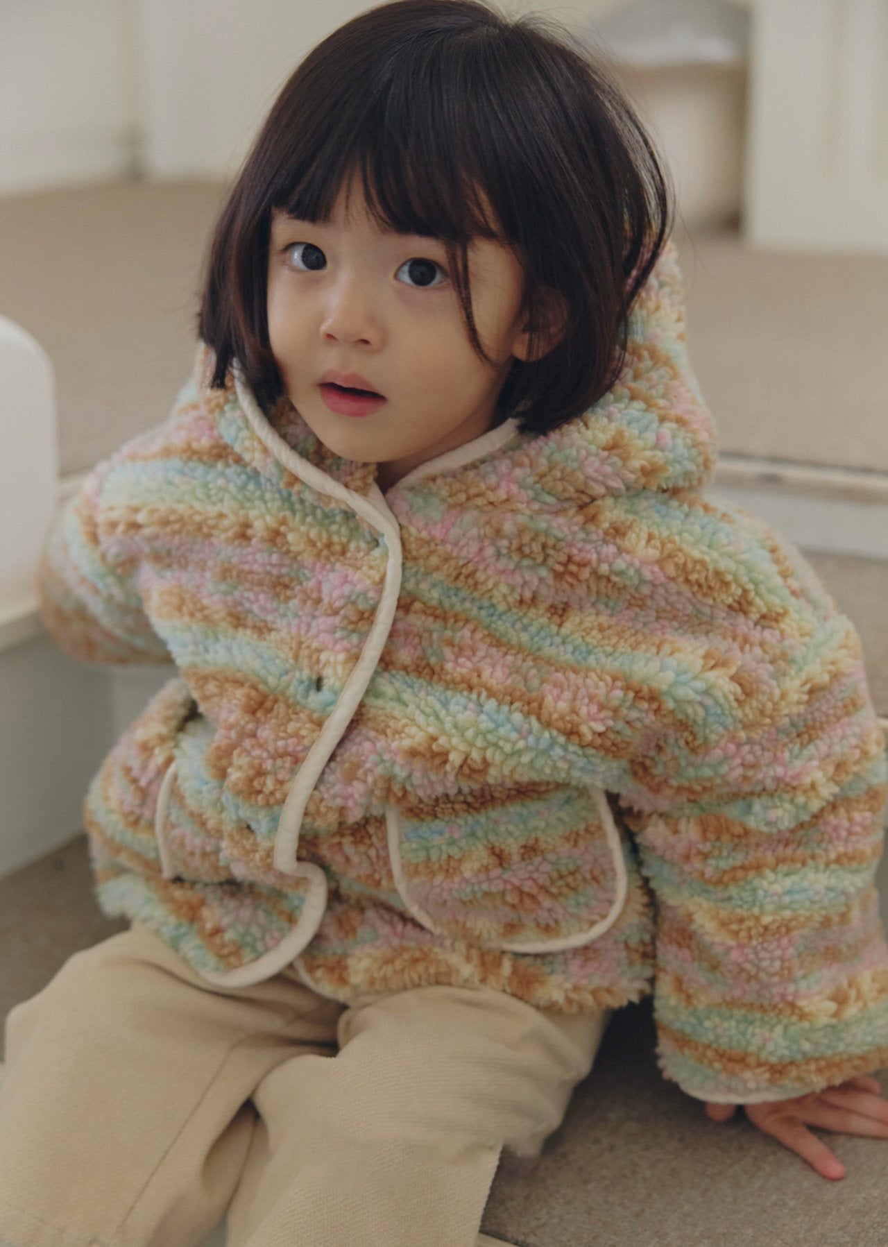 Kids W25 Sherpa Lined Reversible Hooded Jacket with Hood(1-6y) - 2 Colors