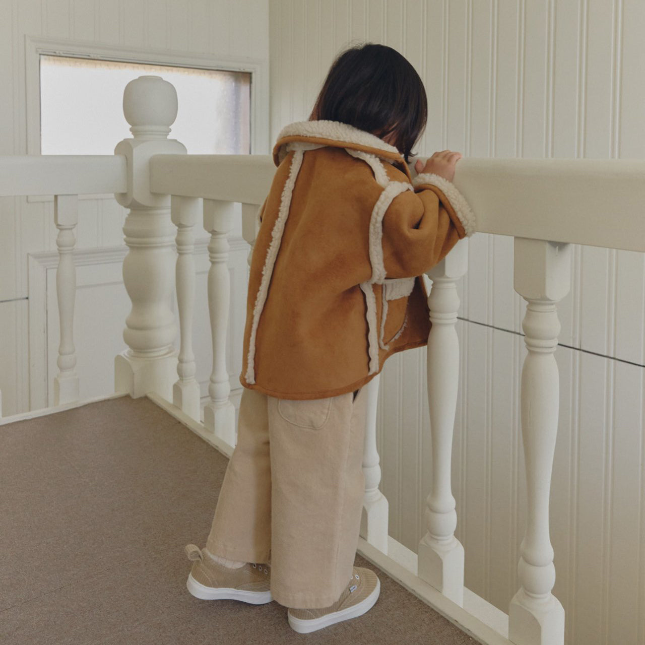 Kids W25 Faux Suede Shearling Reversible Jacket (1-6y) - Camel