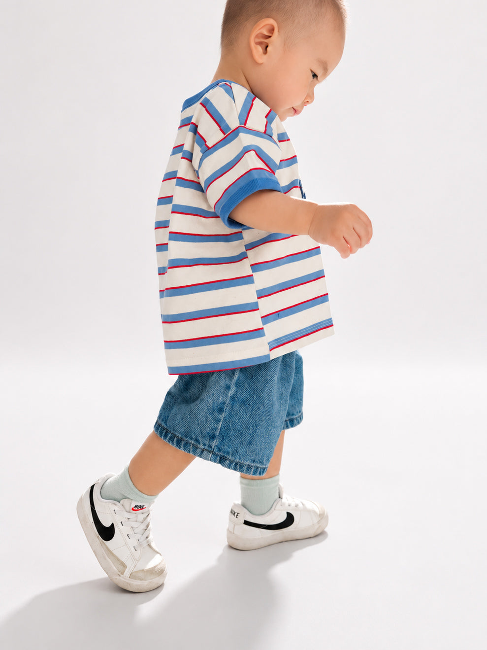 [Pre-Order] At Noon Kids Oversized USA Print Stripe T-Shirt (6m-8y) - 2 Colors