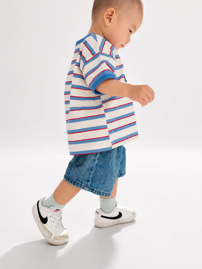 [Pre-Order] At Noon Kids Oversized USA Print Stripe T-Shirt (6m-8y) - 2 Colors