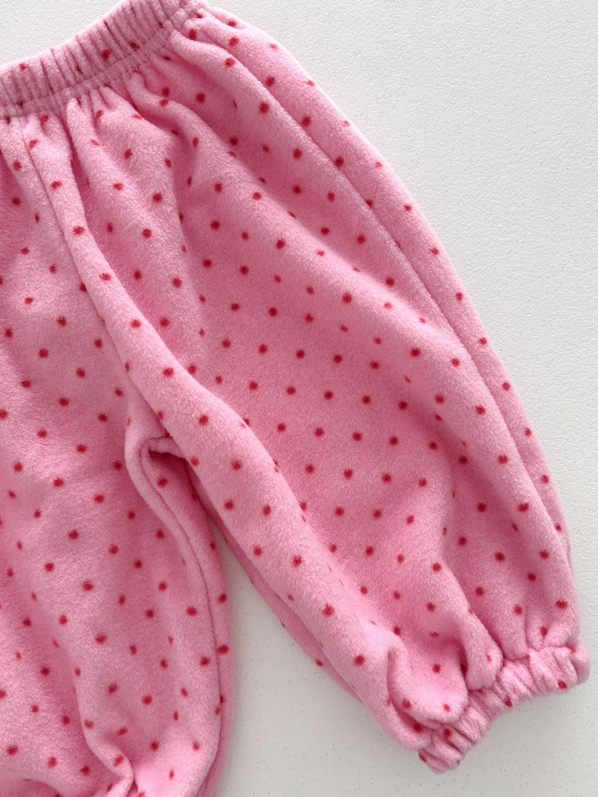 Kids W26 Warm Polka Dot Fleece Jogger Pants (10m-8y) - Pink