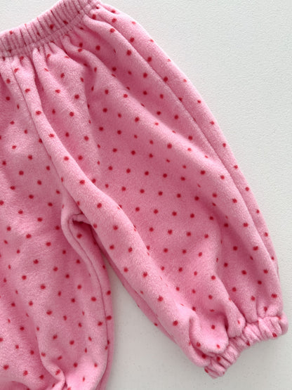 Kids W26 Warm Polka Dot Fleece Jogger Pants (10m-8y) - Pink