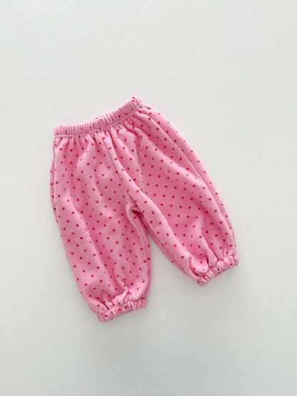 Kids W26 Warm Polka Dot Fleece Jogger Pants (10m-8y) - Pink