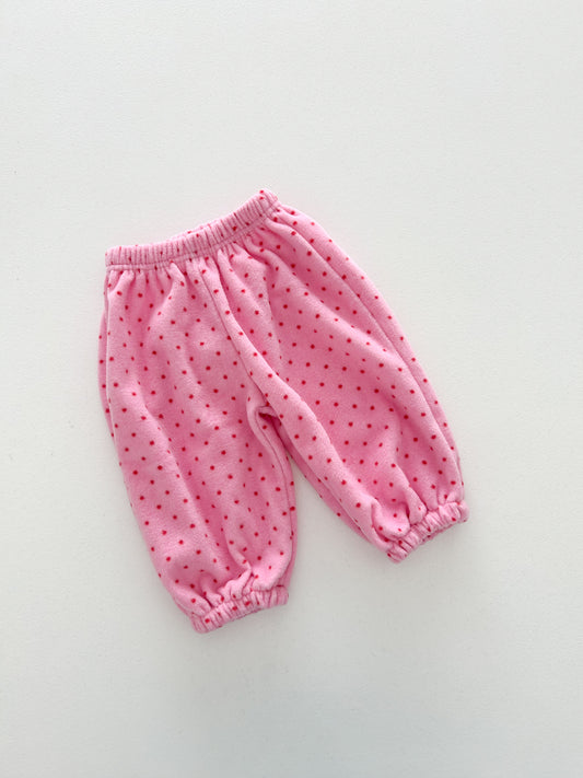 Kids W26 Warm Polka Dot Fleece Jogger Pants (10m-8y) - Pink
