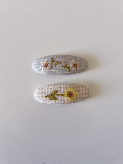 Girls Embroidery Hair Clips (2pk) - 4 Colors - AT NOON STORE