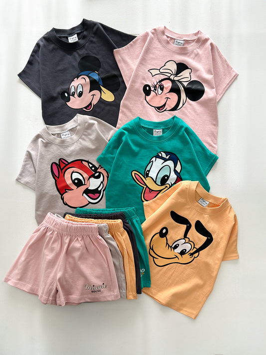 Toddler Disney Friends Happy Face Short Sleeve Top and Shorts Set (2-7y) - 5 Colors - AT NOON STORE