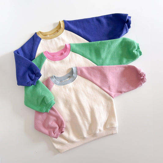 Kids Soy W24 Warm Brushed Raglan Sleeve Sweatshirt (1-6y) - 3 Colors - AT NOON STORE