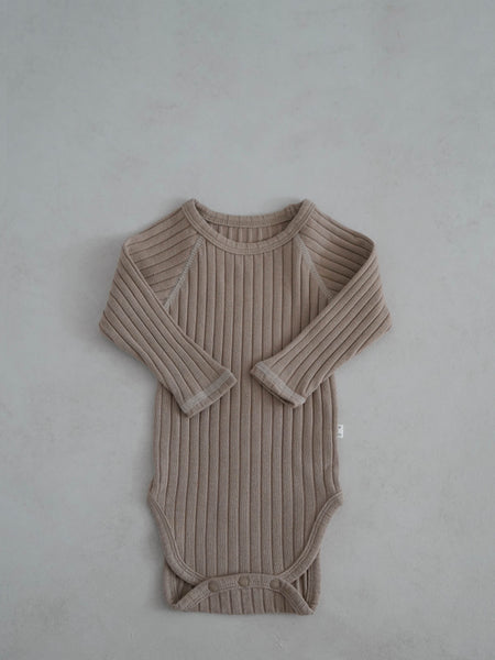 Baby Stitch Detail Ribbed Bodysuit and Pants Set  (3-12m)- Olive