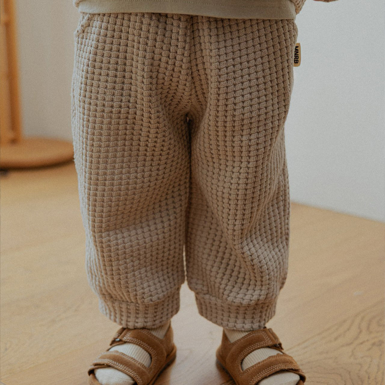 Toddler SP26 Chunky Waffle Jogger Pants (10m-4y) - Beige - AT NOON STORE