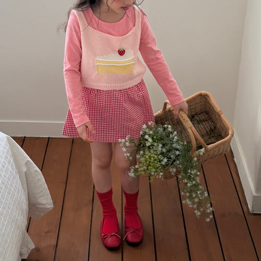 Toddler SP26 Cake Knit Cropped Vest Top (2-8y) - Pink - AT NOON STORE