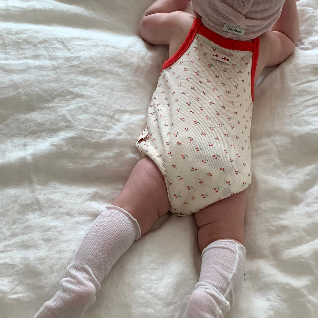 Baby Land SS26 Cherry All-Over Pointelle Sleeveless Bodysuit (4m-18m) - 2 Colors - AT NOON STORE