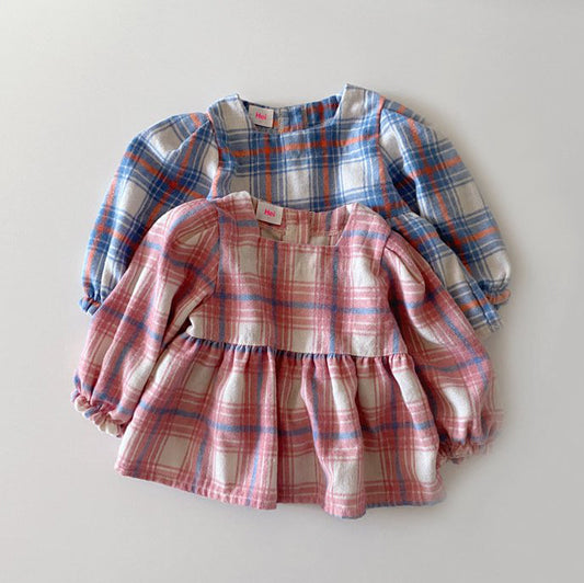 Toddler W24 Plaid Ruffle Blouse (1-6y) - 2 Colors - AT NOON STORE