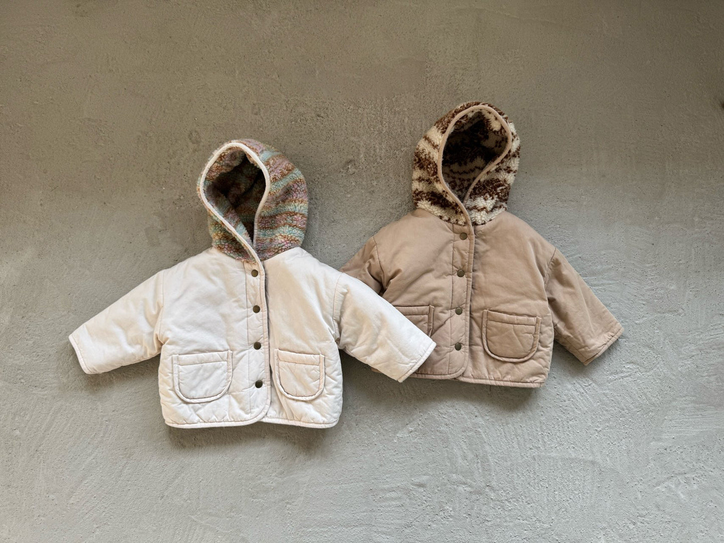 Kids W25 Sherpa Lined Reversible Hooded Jacket with Hood(1-6y) - 2 Colors