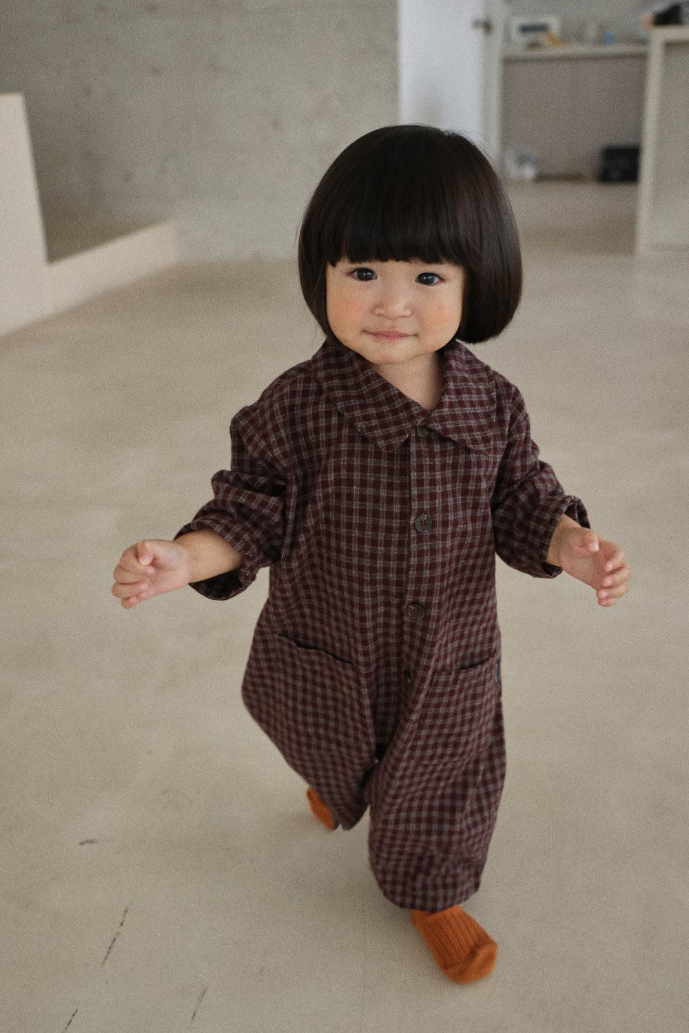 Baby F26 Plaid Collared Long Sleeve Jumpsuit (3-18m) - 2 Colors