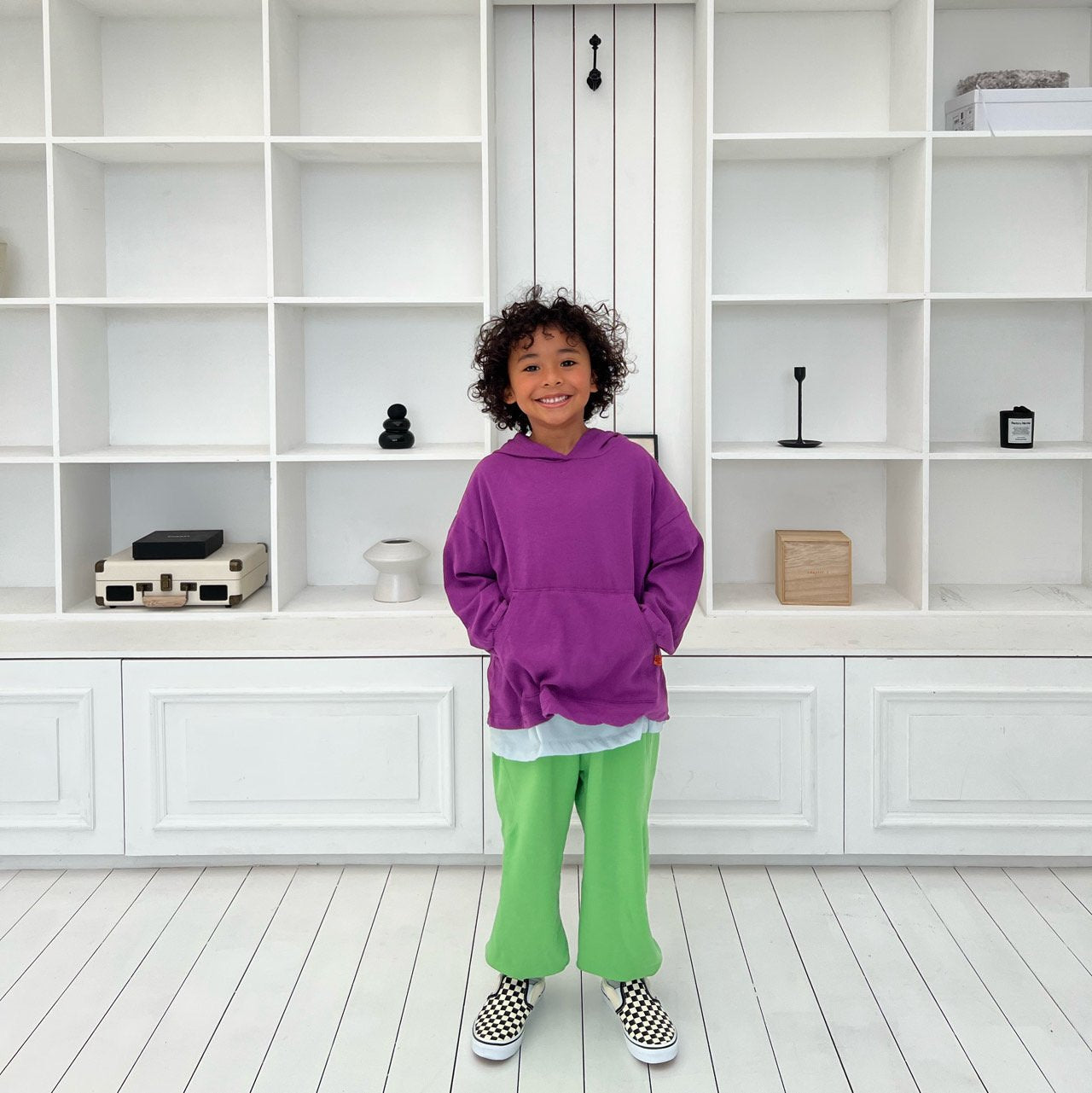 Kids SP26 Kangaroo Pocket Loose Fit Long Sleeve Hoodie (2-7y) - 2 Colors