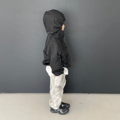 Toddler F25 Multi Pocket Adjustable Hem String Hooded Jacket (3-7y) - Black - AT NOON STORE