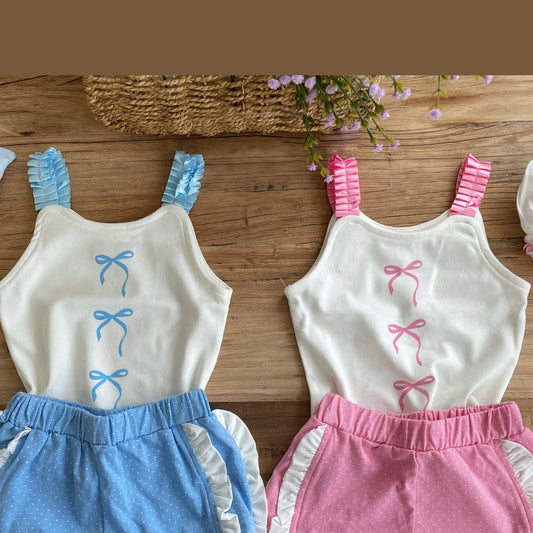 Toddler Pleated Strap Bow Print Tank Top (1-5y) - 2 Colors - AT NOON STORE