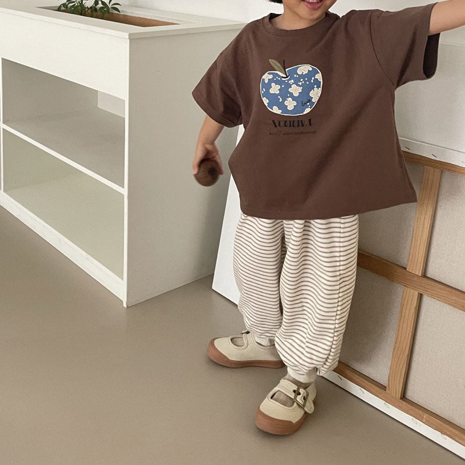 Toddler F25 Apple Print Short Sleeve Top (1-7y) - 3 Colors - AT NOON STORE