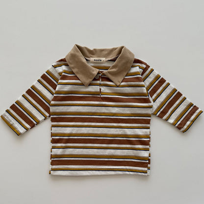 Baby/Toddler Aosta F25 Multi Striped Collar Long Sleeve Top (3m-5y)- 2 Colors - AT NOON STORE