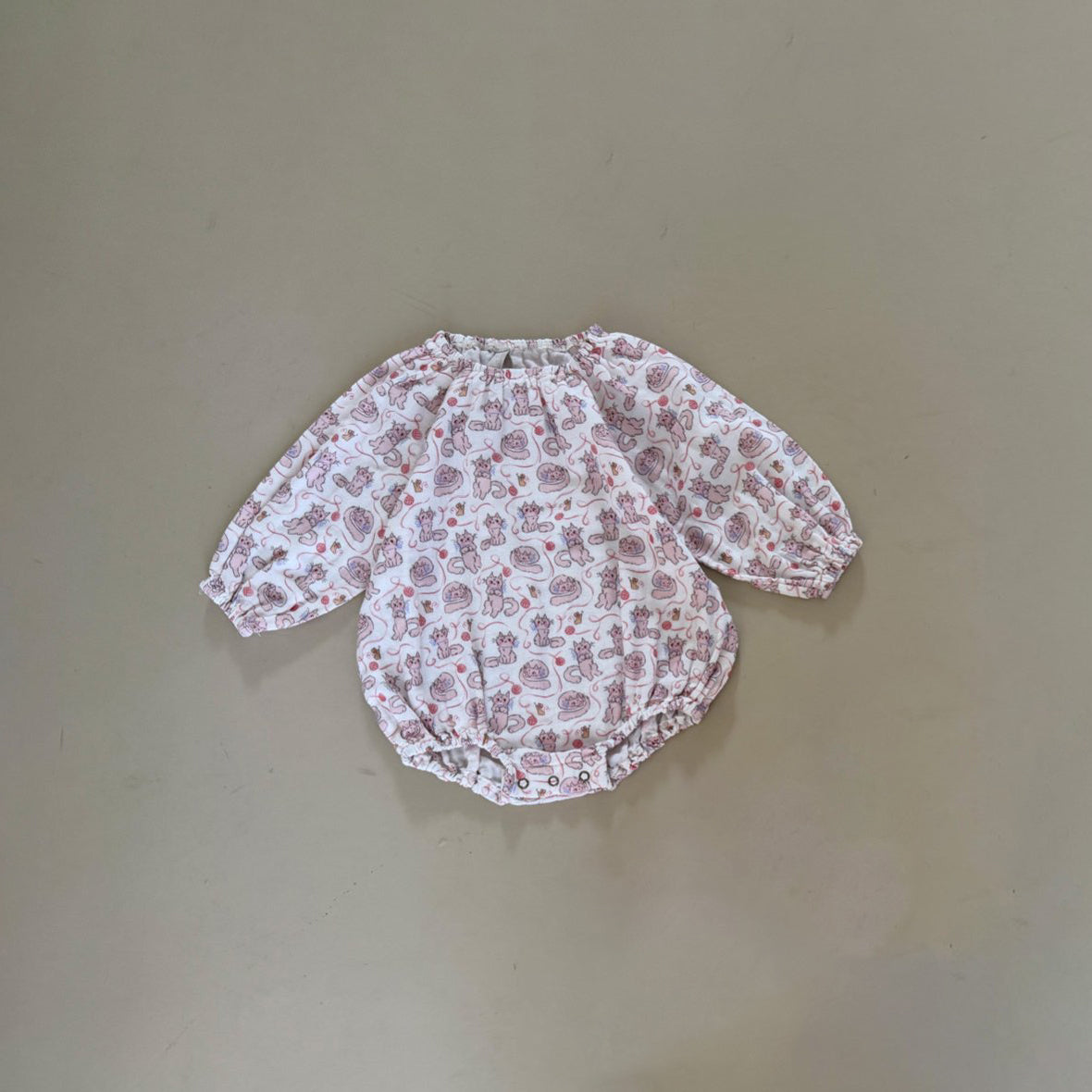 Baby SP26 Cat All-Over Print Gauze Cotton Bubble Romper (6-24m) -2 Colors - AT NOON STORE