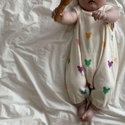Baby Balloon Print Cotton Sleeveless Jumpsuit (3-24m) - 2colors - AT NOON STORE