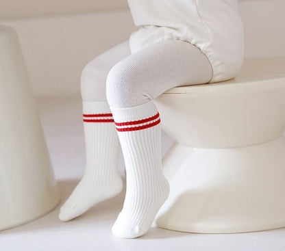 Baby Toddler Double Line Knee Socks (0-8y) - Ivory Line - AT NOON STORE