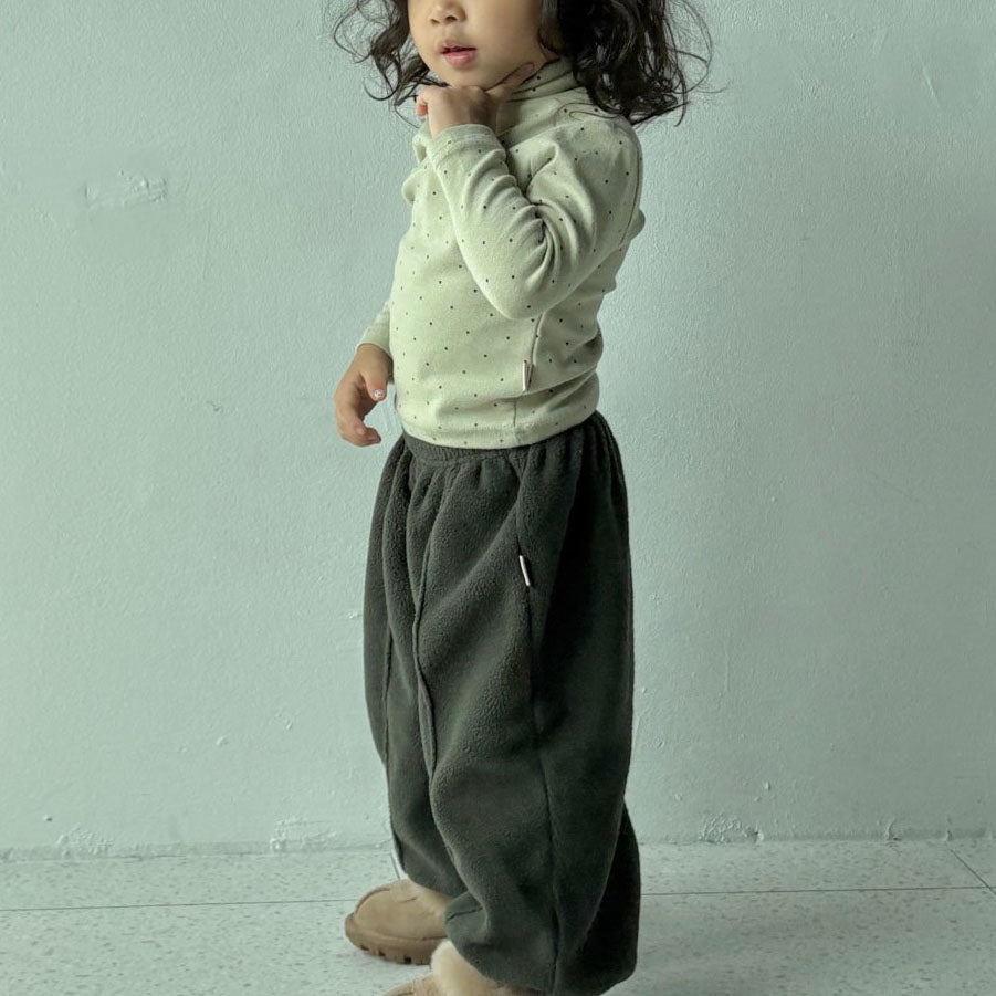 Toddler W25 Warm Fleece Polka Dot Mock Neck Long Sleeve Top (1-7y) - 2 Colors