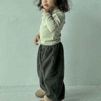 Toddler W25 Warm Fleece Polka Dot Mock Neck Long Sleeve Top (1-7y) - 2 Colors