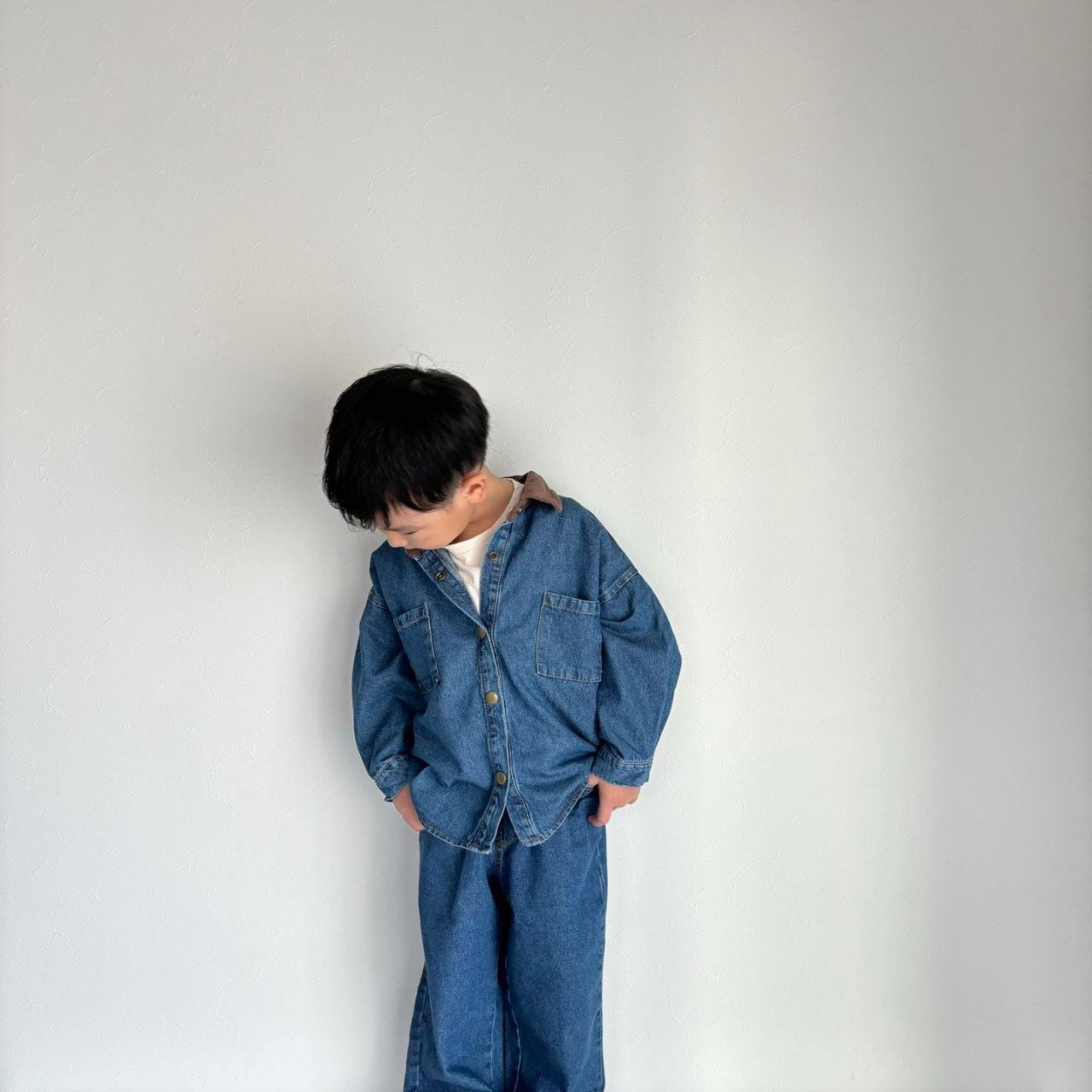 Toddler Corduroy Collar Chest Pocket Denim Shirt (2-6y) - Denim