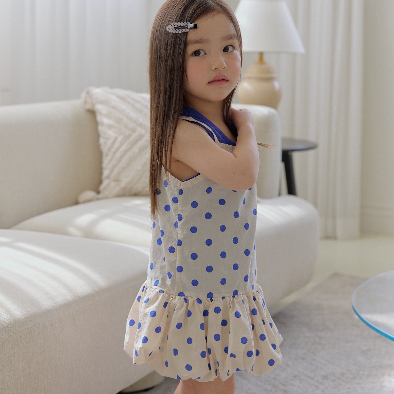 Toddler SS26 Polka Dot Tank Top Balloon Dress (3-7y) - Ivory - AT NOON STORE