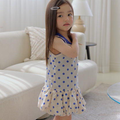 Toddler SS26 Polka Dot Tank Top Balloon Dress (3-7y) - Ivory - AT NOON STORE