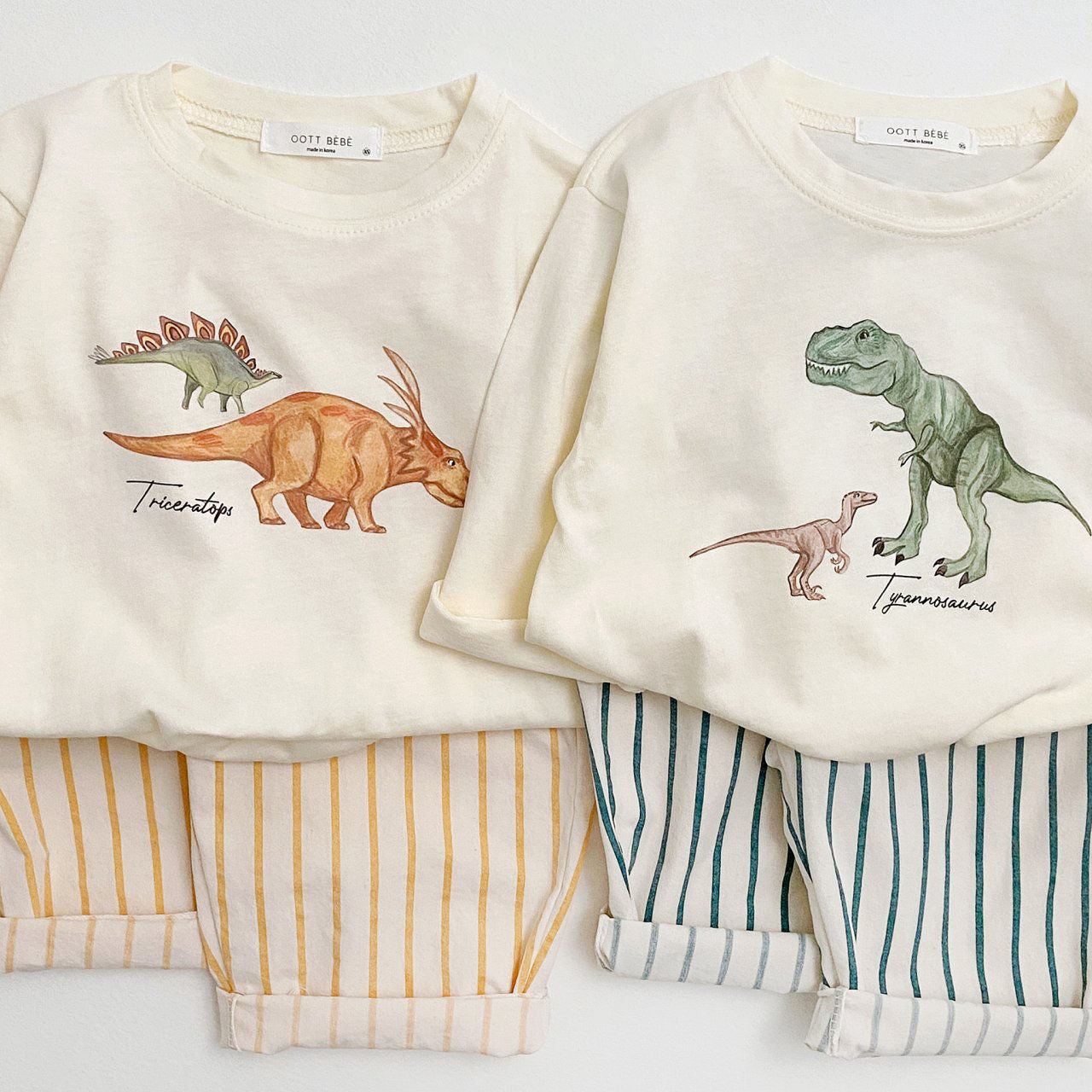 Toddler Dinosaur Sweatshirt and Stripe Pull-on Pants Set (1-7y) - 4 Colors - AT NOON STORE