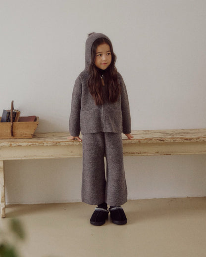 Kids W25 Knit Hooded Jacket and Flare Pants Set (3-8y) - 2 Colors