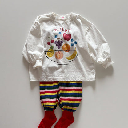 Toddler F26 FRUIT BASKET Long Sleeve Longline Top (1-6y) - Ivory