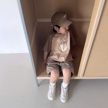 Toddler SS26 Milk Raglan Short Sleeve Top (1-7y) - 2 Colors - AT NOON STORE