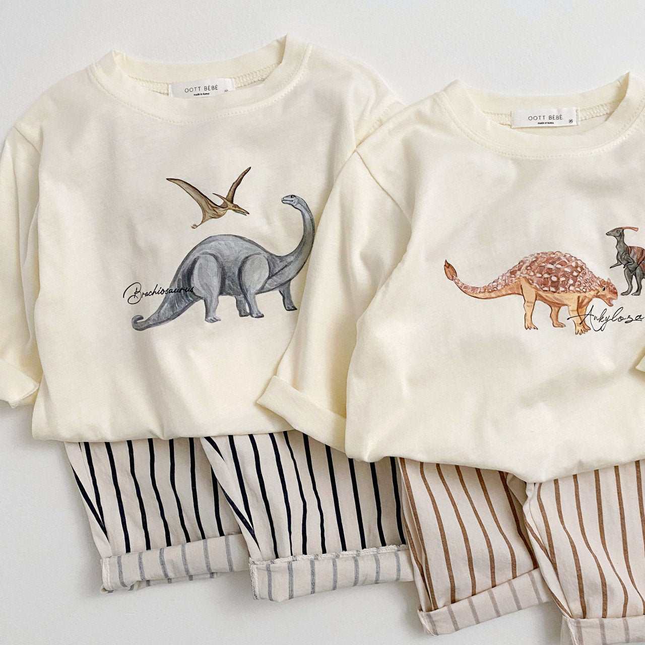 Toddler Dinosaur Sweatshirt and Stripe Pull-on Pants Set (1-7y) - 4 Colors - AT NOON STORE