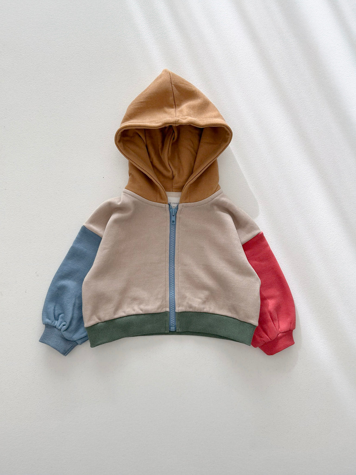 [At Noon Original Design] Kids ColorBlock Zip-Up Hoodie (6m-7y) - Beige