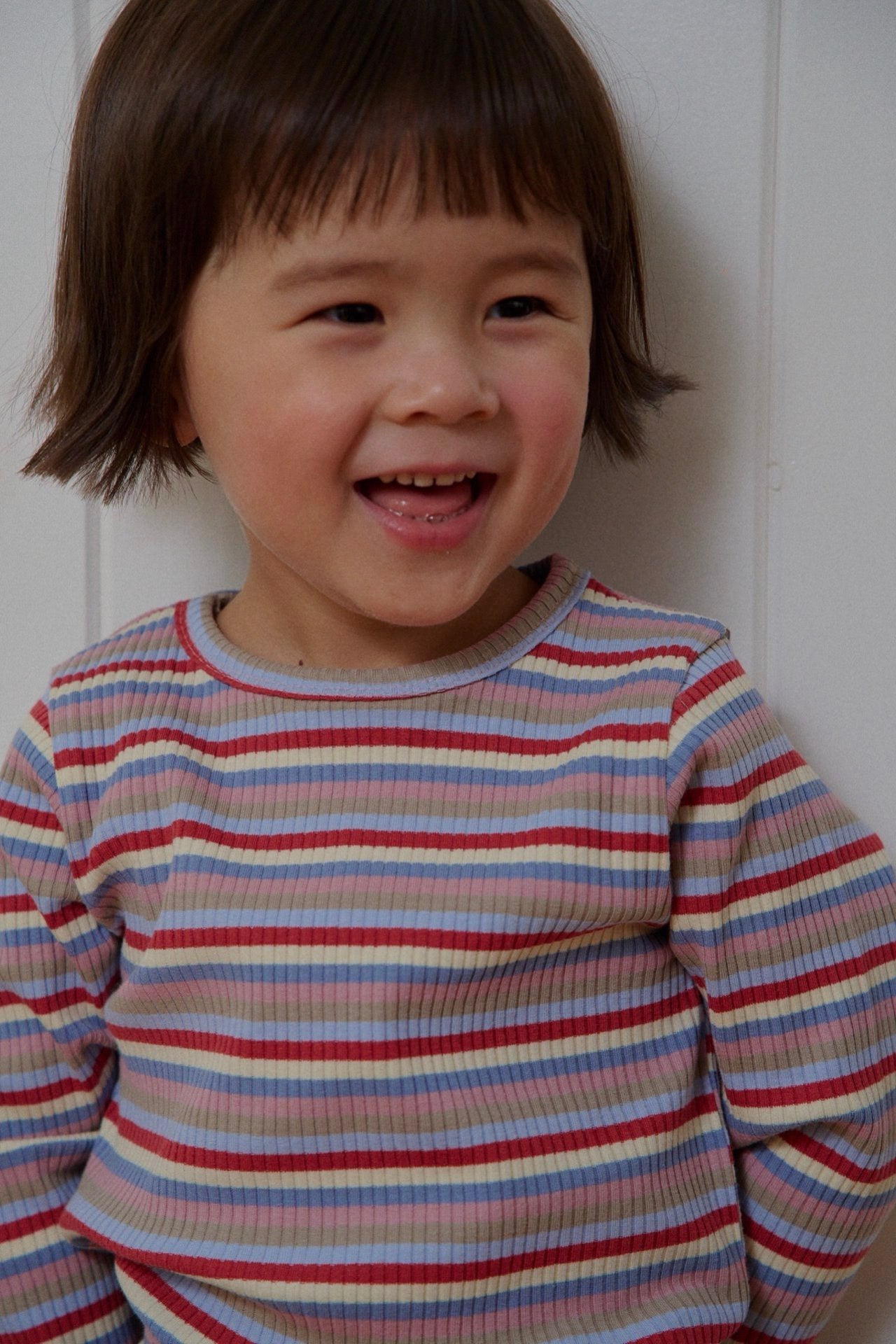 Kids F25 Ribbed Multicolor Stripe Long Sleeve Top and Pants Set (1-6y) - Red Stripe