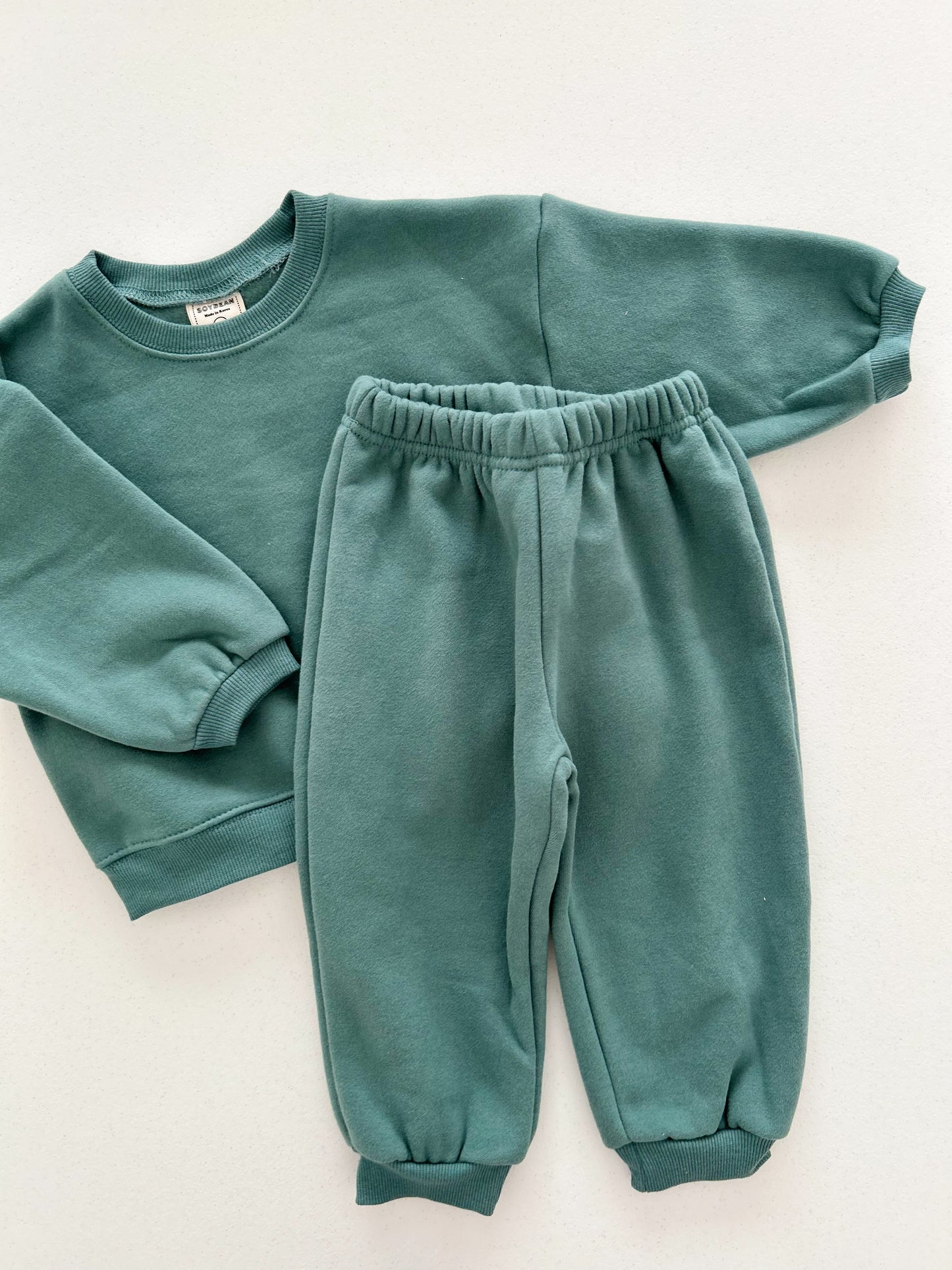 Kids Soy W24 Warm Brushed Cotton Sweatshirt and Jogger Pants Set (1-9y) - 10Colors