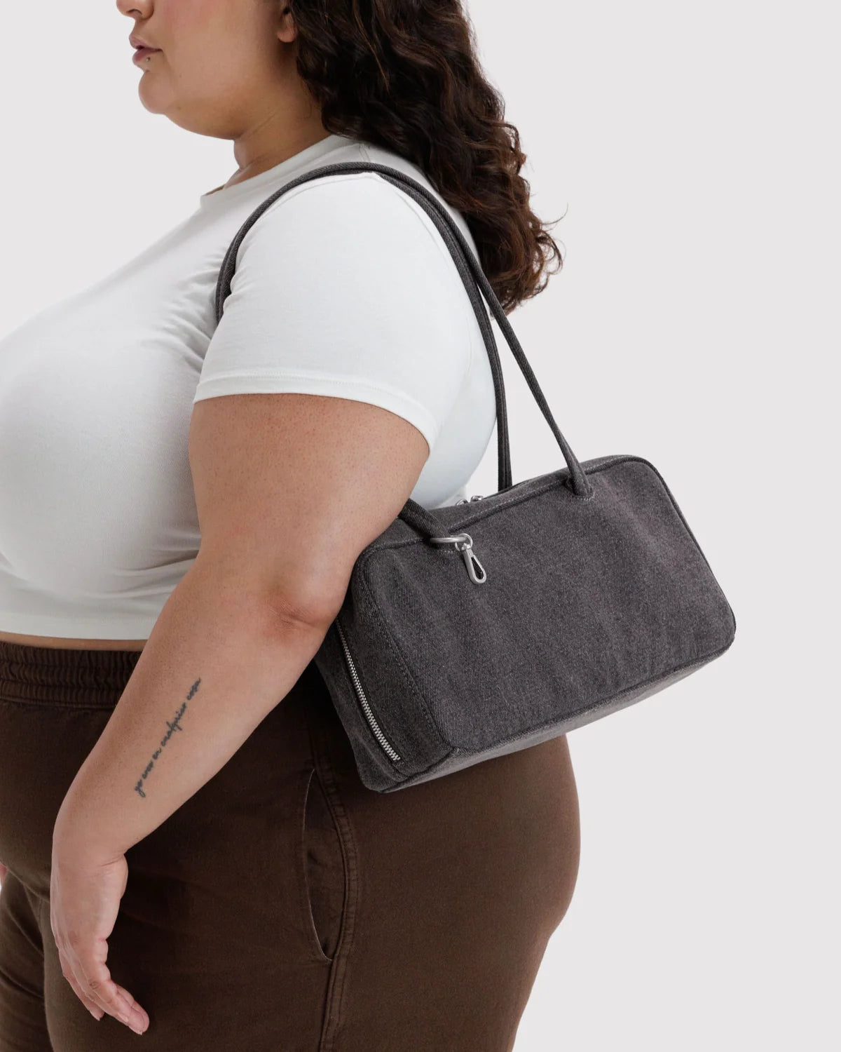 BAGGU Nylon Bowler Bag - Washed Black Denim