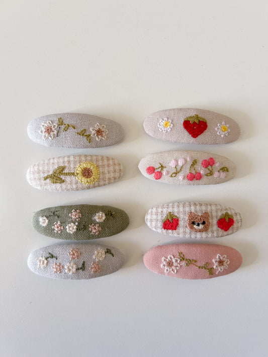 Girls Embroidery Hair Clips (2pk) - 4 Colors - AT NOON STORE