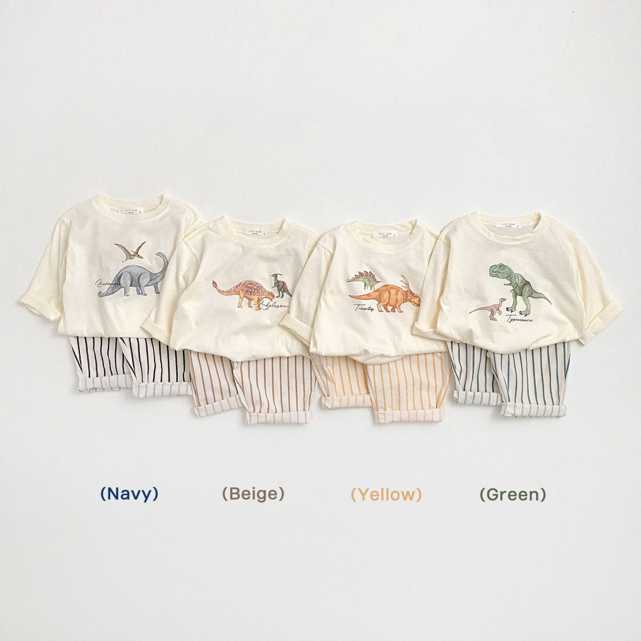 Toddler Dinosaur Sweatshirt and Stripe Pull-on Pants Set (1-7y) - 4 Colors - AT NOON STORE