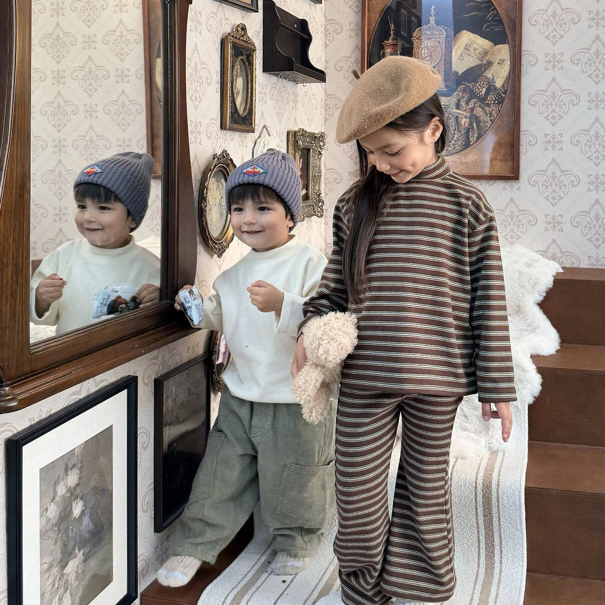 Toddler FW26 Stripe Flare Pants (1-7y) - Brown