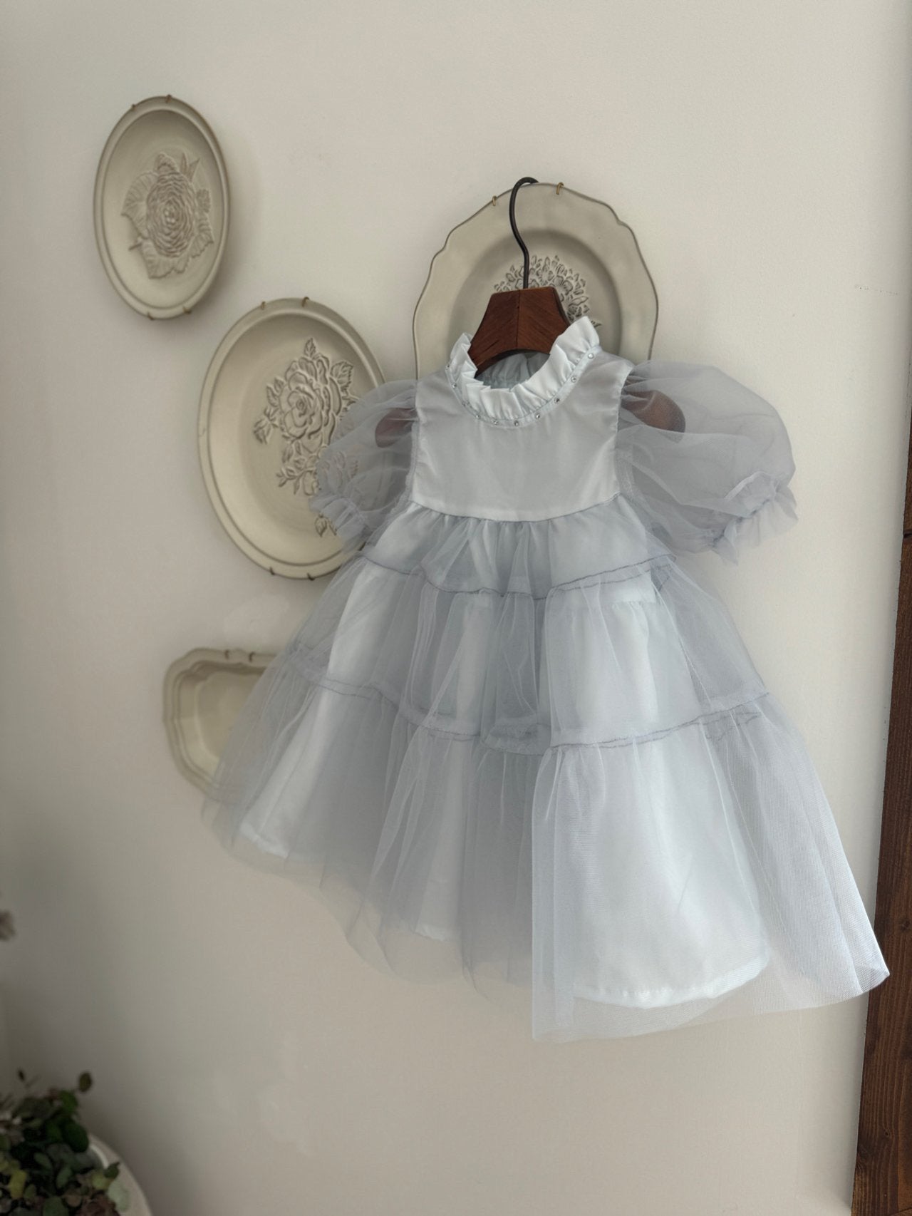 Toddler Marron Short Puff Sleeve Organza Dress (8m-6y) - 2 Colors - AT NOON STORE