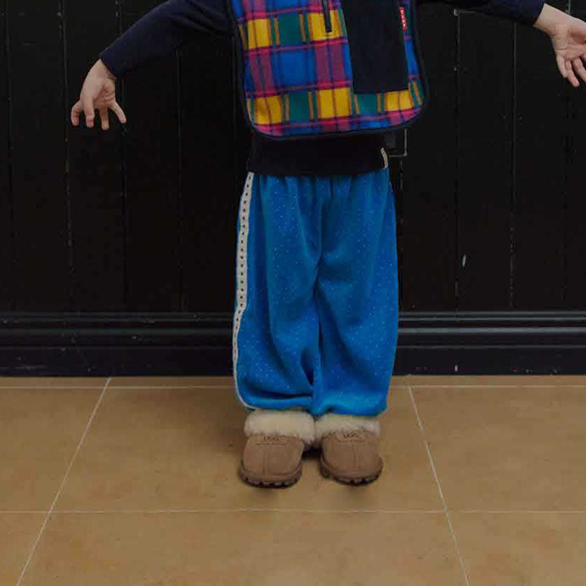 Toddler W26 Side Tape Polka Dot Velour Jogger Pants  (2-6y) - 3 Colors